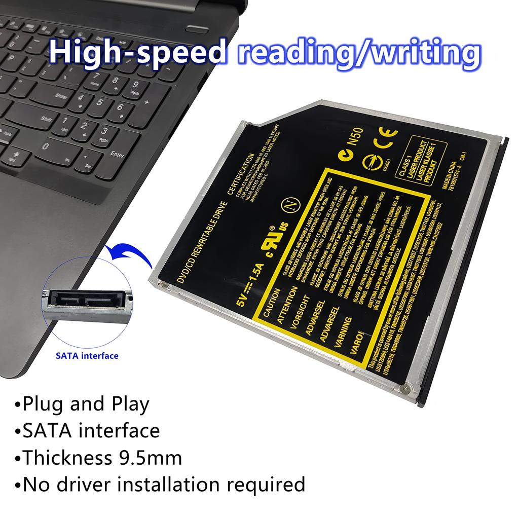 LJIAL Superdrive DVD CD RW Burner Writer 9.5mm Internal SATA Optical Drive Laptop Notebook Drive DVD Burner Writer