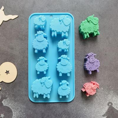1Pc 8 Holes Sheep Animal Shaped Chocolate Silicone Mold Diy Candy Biscuit Jelly Pudding Ice Cube Pastry Baking Tools