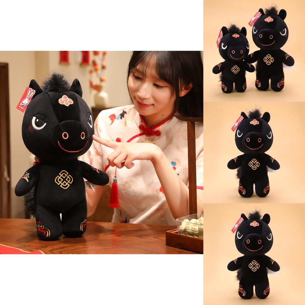 Horse Year Mascot Plush Toy With Soft Short Pile For Chinese New Year Gift