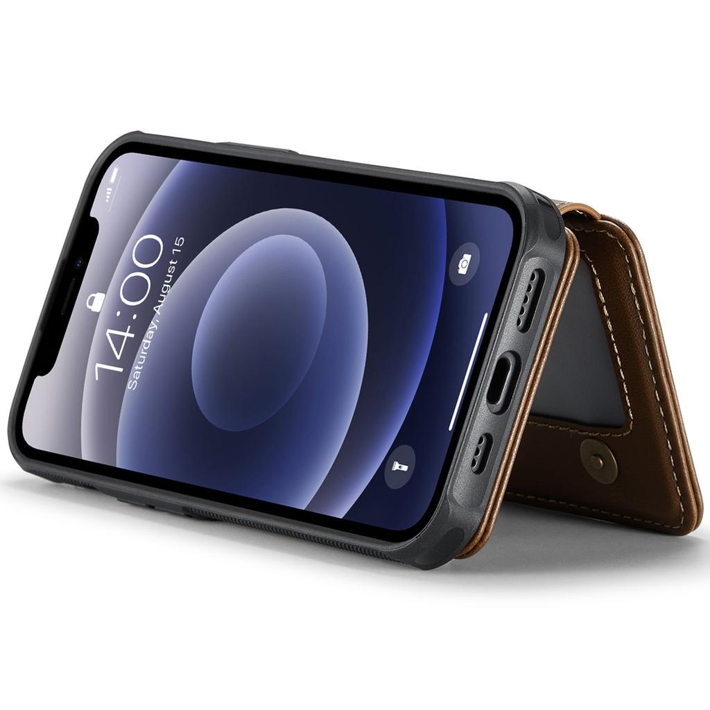 Für iPhone 12/12 Pro Hülle Leder Handyhülle mit abnehmbarer magnetischer Kartenhalterung