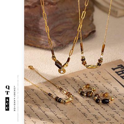 Meillard Niche Tiger Eye 18k Titanium Steel Necklace: High-End Versatile Sweater Chain for Women