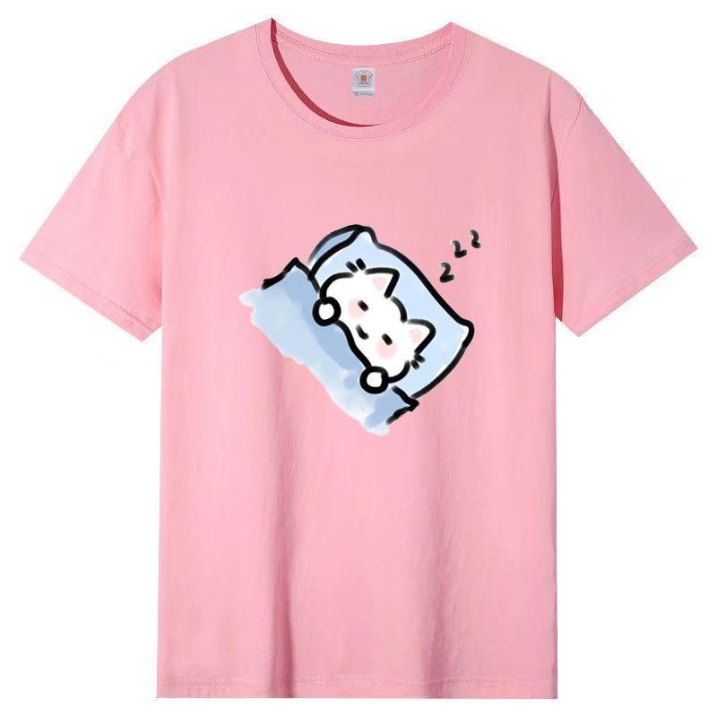 Dámské léto Populární tričko s krátkým rukávem Bavlna Prodyšné Volný top Potištěné tričko Ležérní