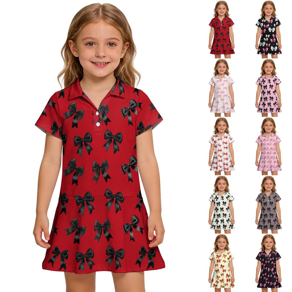 Kids' Dress - Short Sleeve Pocket Color Frock Kids' Collared Dress - Short Sleeve Pocket Frock