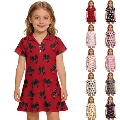 Kids'  Dress - Short Sleeve Pocket Color Frock Kids' Collared Dress - Short Sleeve Pocket Frock