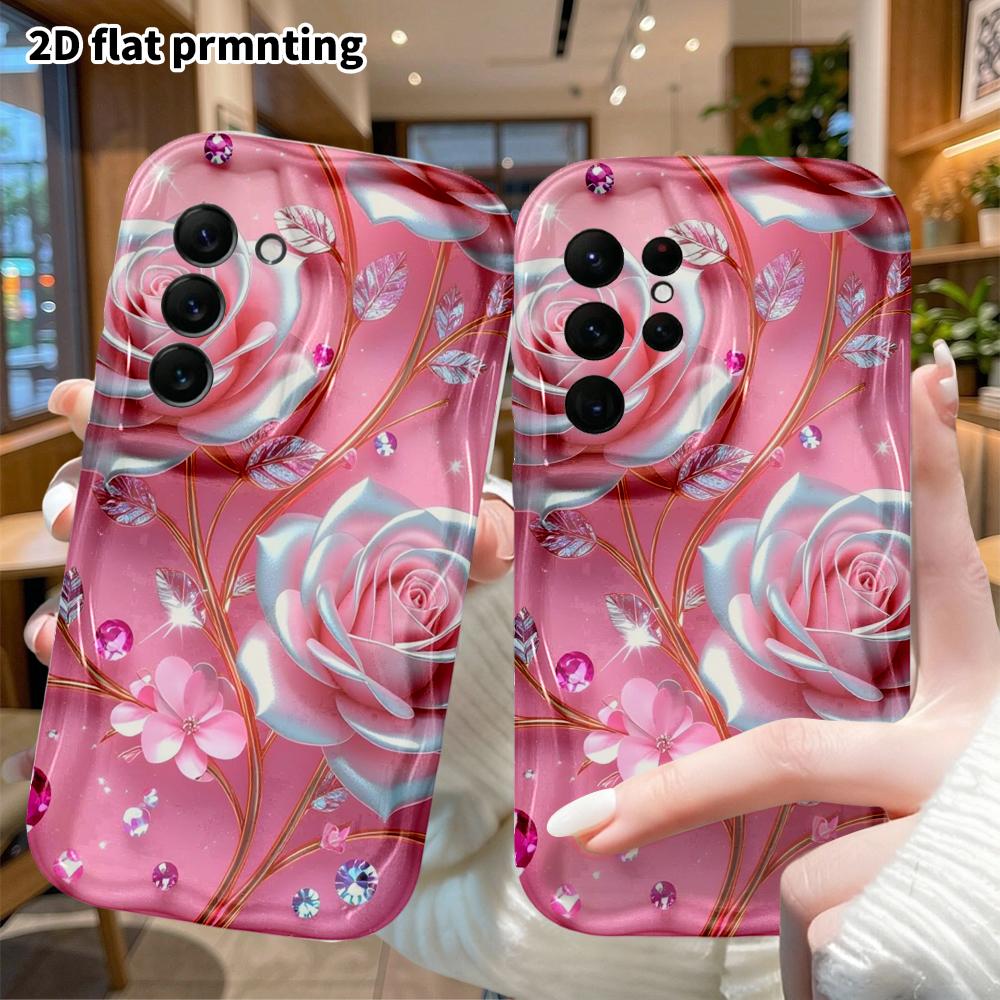 Phone Case: 2D Flat Samsung Galaxy A34 A35 M05 M06 S20 S22 S21 FE Plus 5G Protective Case, Metal Rose, Christmas and Halloween Gift