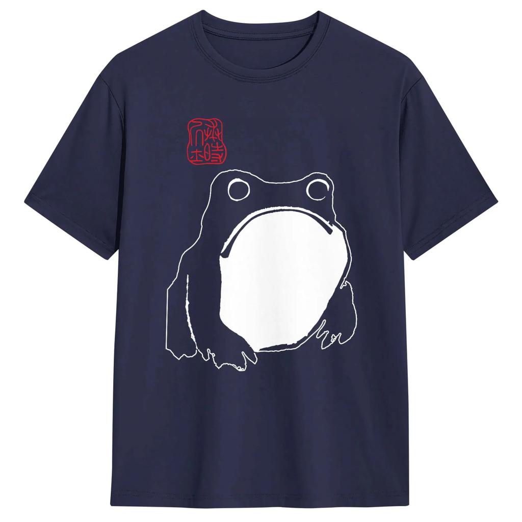 Unique Cute Grumpy Frog Japanese Ink Tshirt For Unisex Crew Neck 100 Cotton T Shirts Short Sleeve Tees Printed Clothing