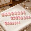 24 Stück Rosa Schleife Damen Klebenägel Falsche Perle Mandel Form Klebe-