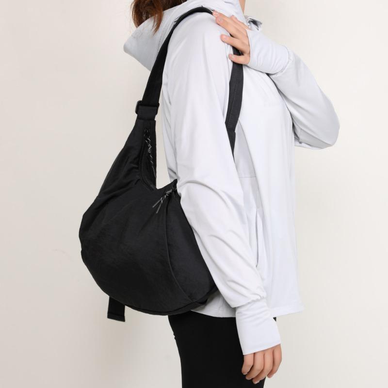 Pacote Cor Sólida Simples Grande Capacidade Bolsa Transversal Bolsa de Ciclismo Masculina e Feminina Vento Esportivo Tecido de Nylon Bolsa Dumpling