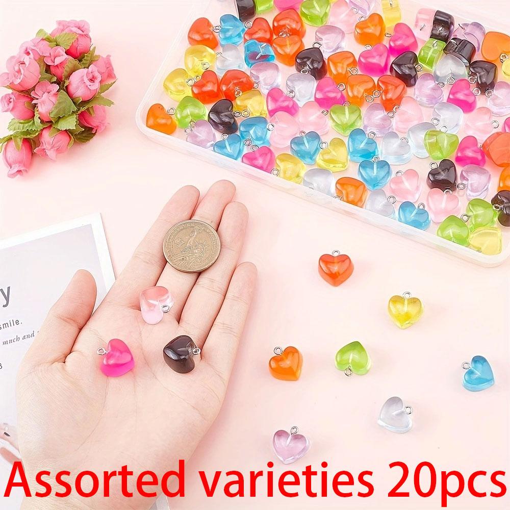 5pcs Cute Resin Heart Shaped Pendant DIY Bracelet Necklace Earrings Keychain Foot Chain Phone Chain