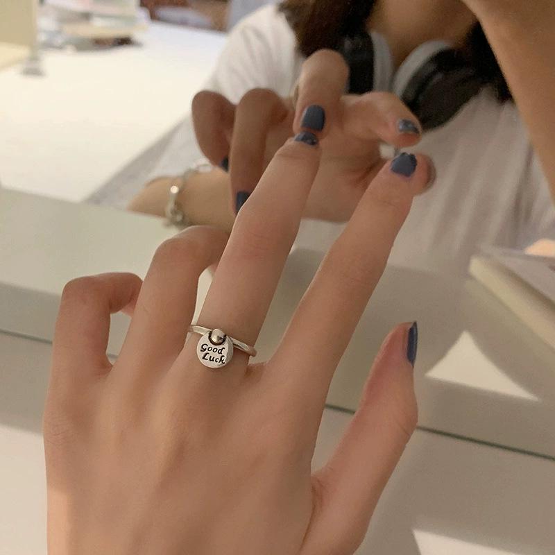 Elegant Frosted Matte Wide Band Open Ring for Women - S925 Silver Plated, Trendy INS Style