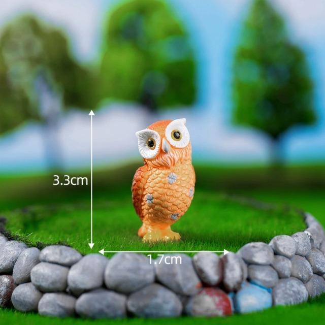 Simulation Owl Miniature Figurine Cute Cartoon Resin Crafts Micro Landscape Ornaments Garden Courtyard Desktop Decoration