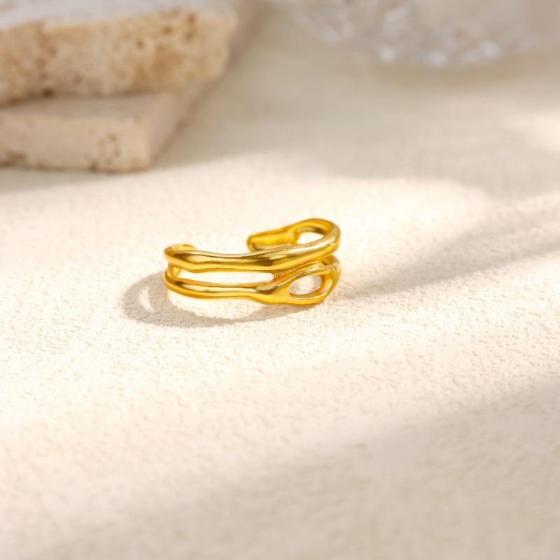 Stainless steel geometric irregular ring women's high sense niche design exaggerated ring hand jewelry