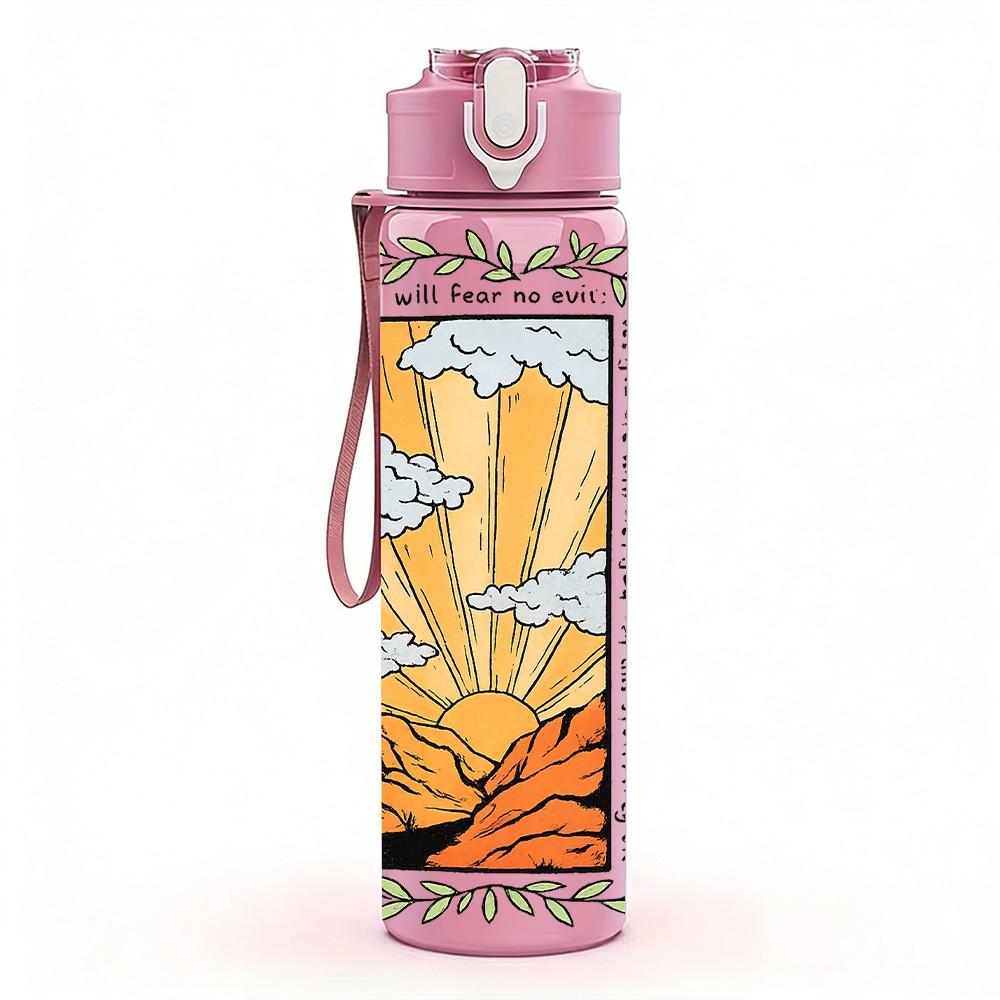 1PC Wheat Plant Vintage Pattern 750ml Color Plastic Sports Water Bottle Leakproof Flip Straw Lid Suitable for Sports Office Home Use