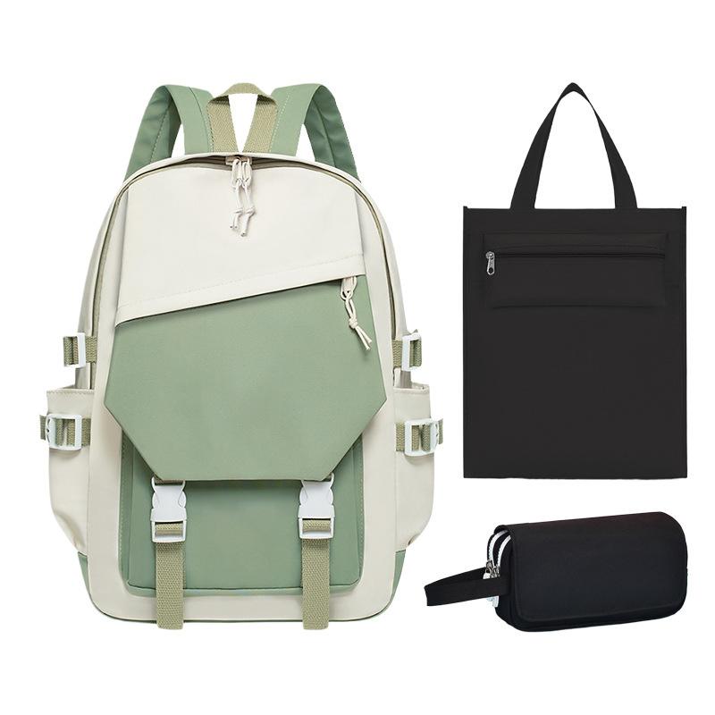 School Bag, Primary School Student Pencil Case, Zipper Tutoring Bag, Three-piece Set, Large Capacity.