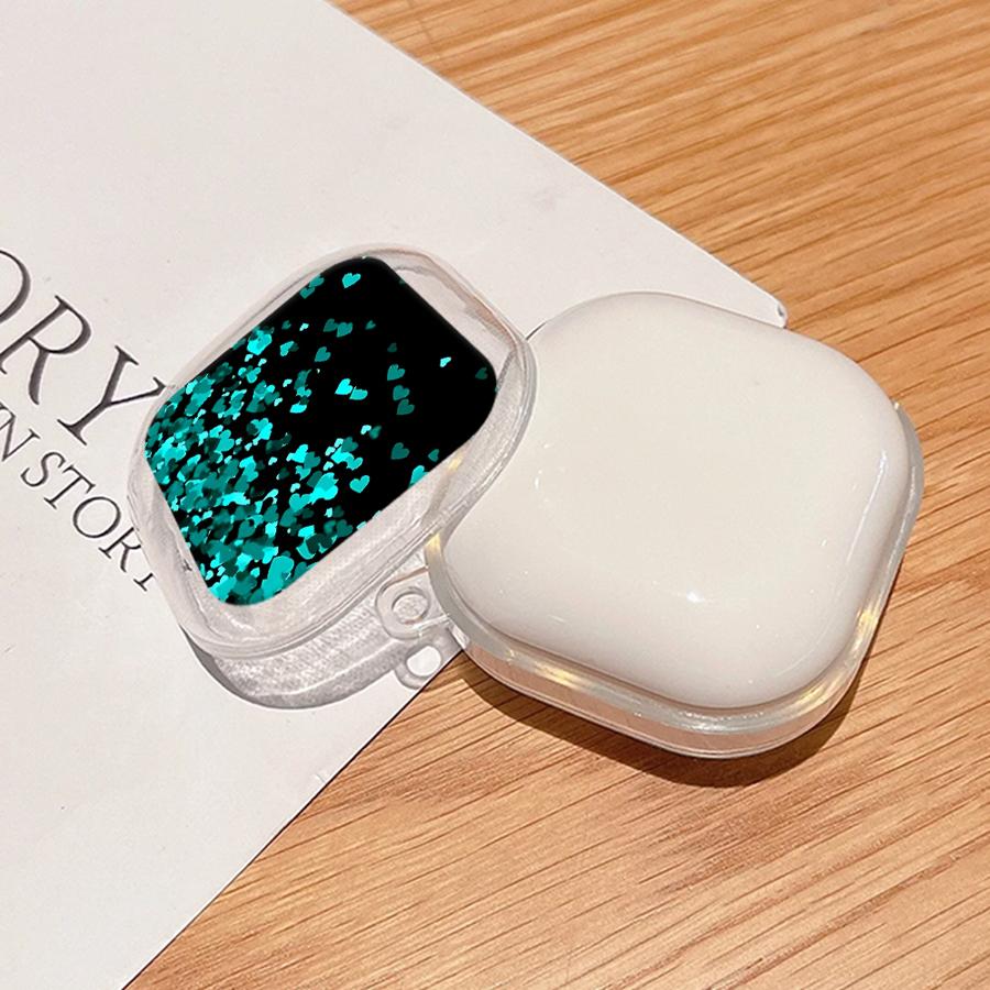 Case For Samsung Galaxy Buds 3Pro Live 4Pro 4 Pro 2Pro 3 FE 2 Clear Earphone Cases Cover With Hook Cartoon Heart