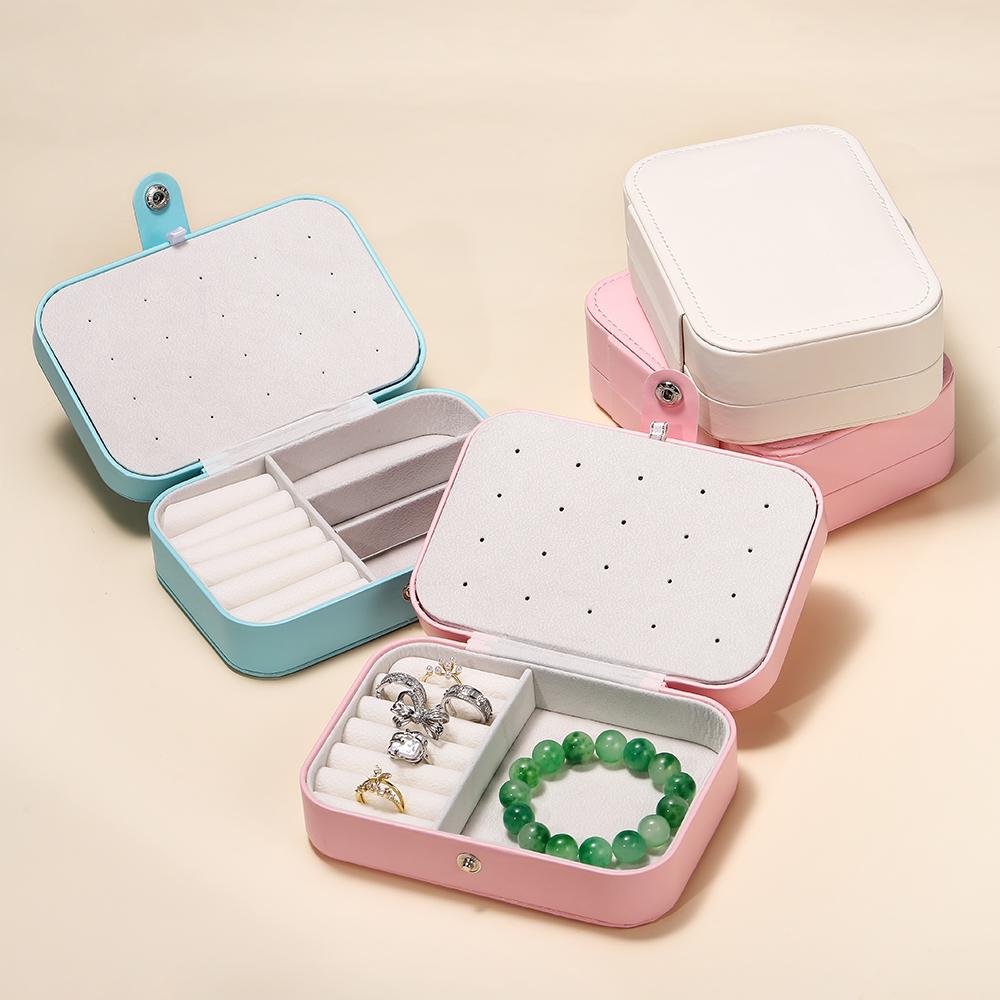 Double-Layer Jewelry Storage Box Portable Travel Jewelry Holder Organizer Storage Display Ring Necklace Earrings Bracelet Stand