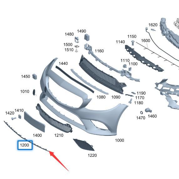 Front Bumper Bright Strip Trim for Mercedes-Benz C-Class C200/C260 (205 Short Wheelbase)