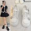 Metal Wind Platform Muffin Japanese Retro Dark Goth Punk Zipper Small Leather Shoes Girl Sweet Cool Big Head Shoes