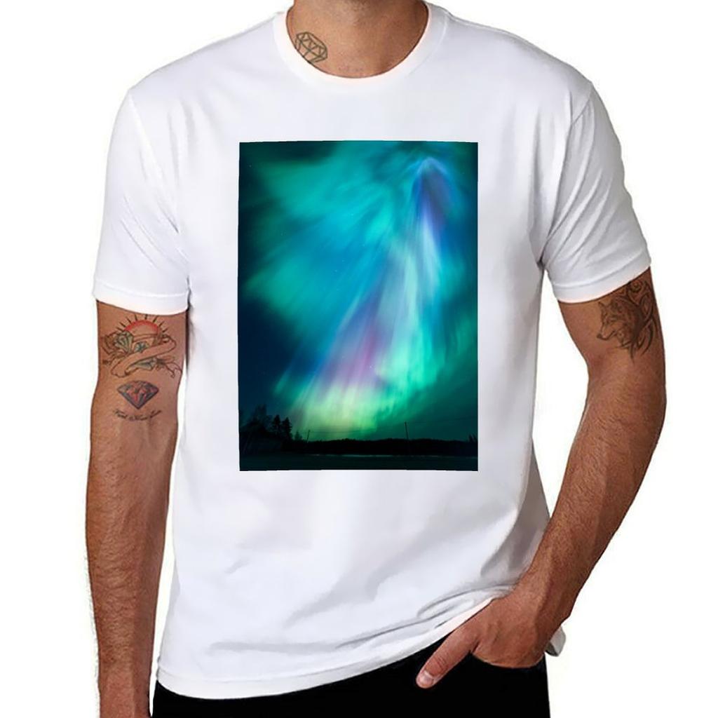 Beautiful Northern Lights Tshirt Plus Size Loose Short Sleeve Top