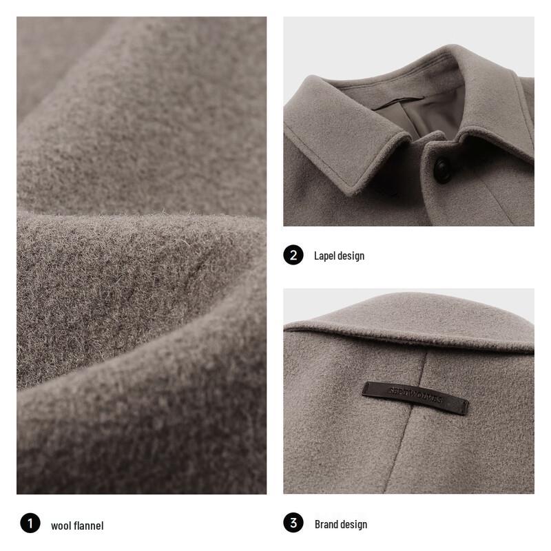SEPTWOLVES Men's Mid-Length Wool Blend Lapel Overcoat