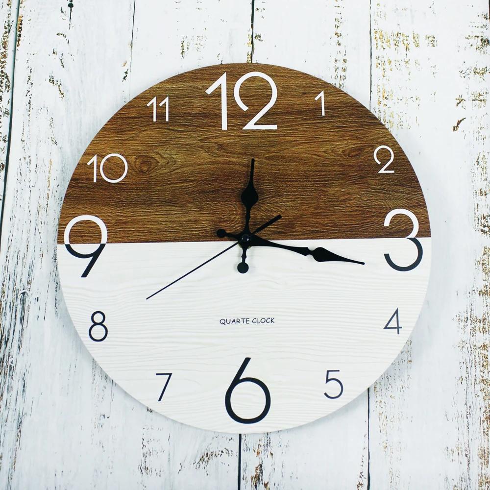 12 Zoll Massivholz Kreative Wanduhren Wohnzimmer Stille Nordische Einfache Quarzuhren Mode Einfache Uhr Große Wanduhr
