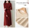 Women's Cashmere Knit A-Line Dress - Mid-Length, Round Neck, Over-the-Knee, 100% Pure, Casual and Versatile