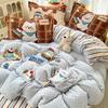 Cute Cartoon Towel Embroidery Bed Four-Piece Set Thickened Milk Fleece Quilt Cover Bed Sheet Three-Piece Set