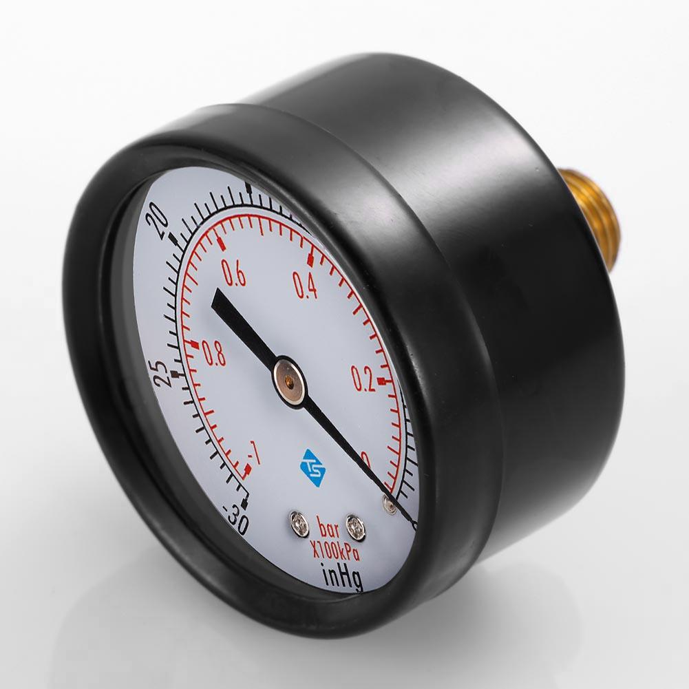 50mm Face Double Scale Pressure Gauge 0~-30nhg 0~-1Bar Vacuum Manometer Mini Dual Scale Dial Gauge Vacuum Pressure Meter