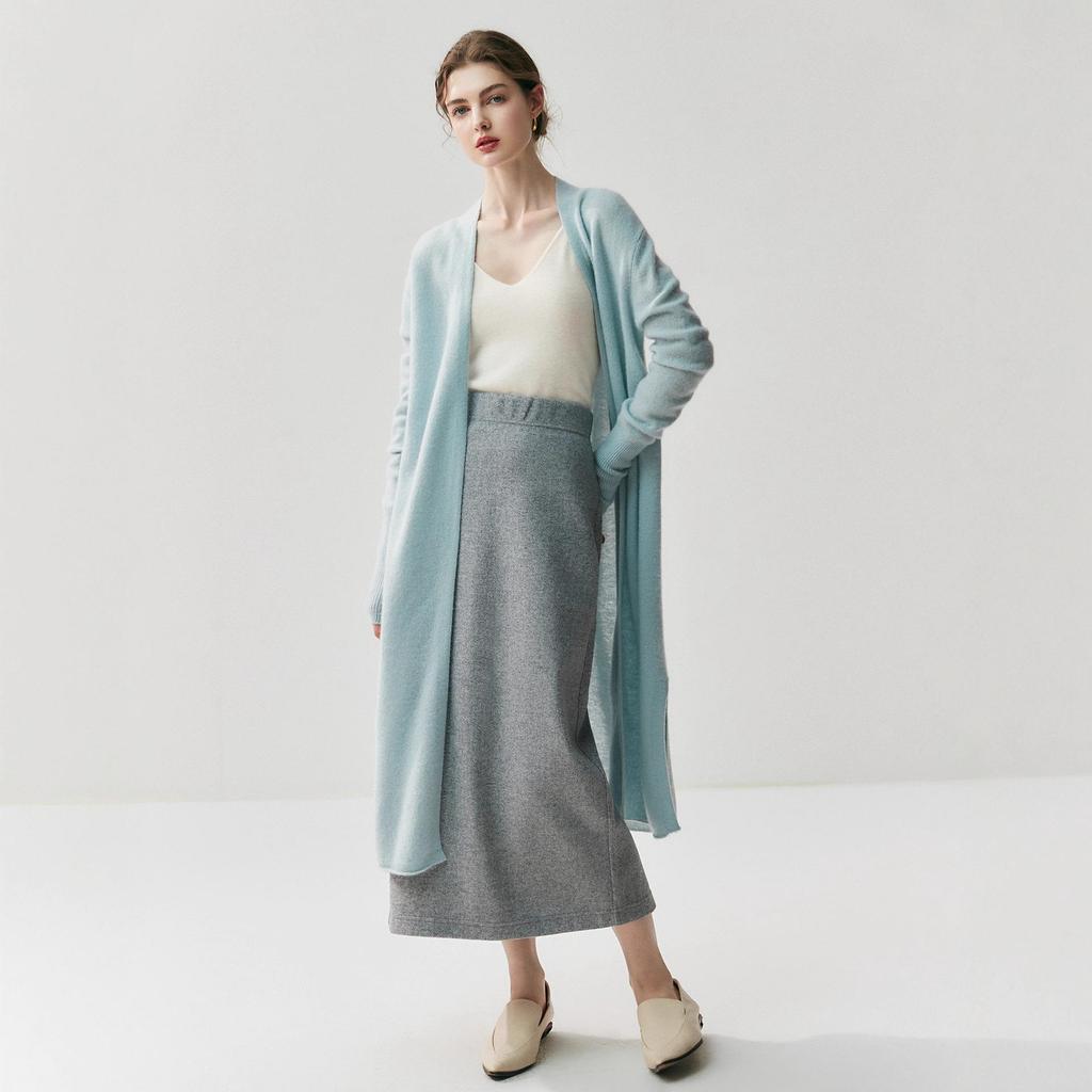 Women's Lightweight Baby-Grade Cashmere Cardigan - White Shawl Knit Jacket, Soft and Cozy for Autumn and Winter