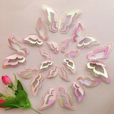 12 stücke 3D Wirkung Gradienten Schmetterlinge Wand Aufkleber Wohnzimmer Hochzeit Aufkleber Schmetterling Für Geburtstag Home Decor DIY Party Aufkleber