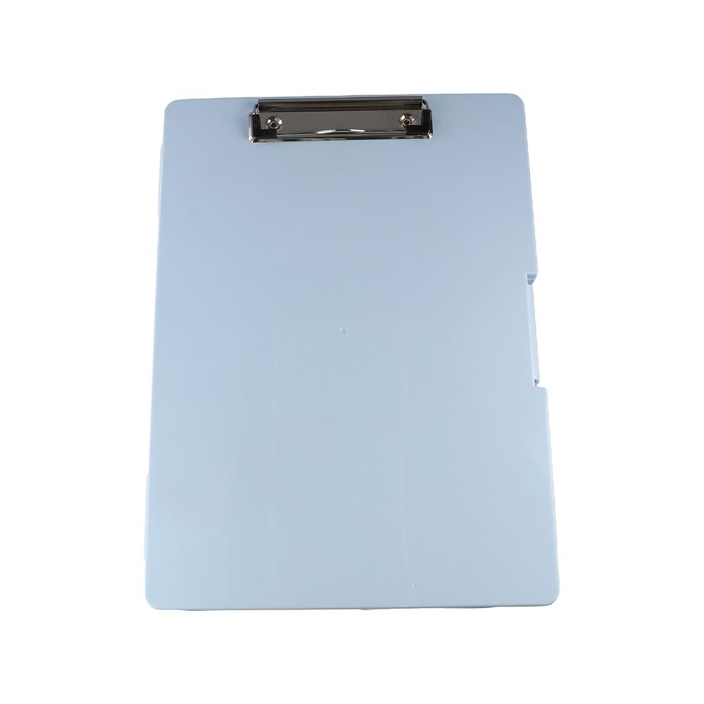 Side Opening A4 File Folder Candy Color with Strong Metal Clip Student Writing Pad Plastic Test Paper Storage Box Office