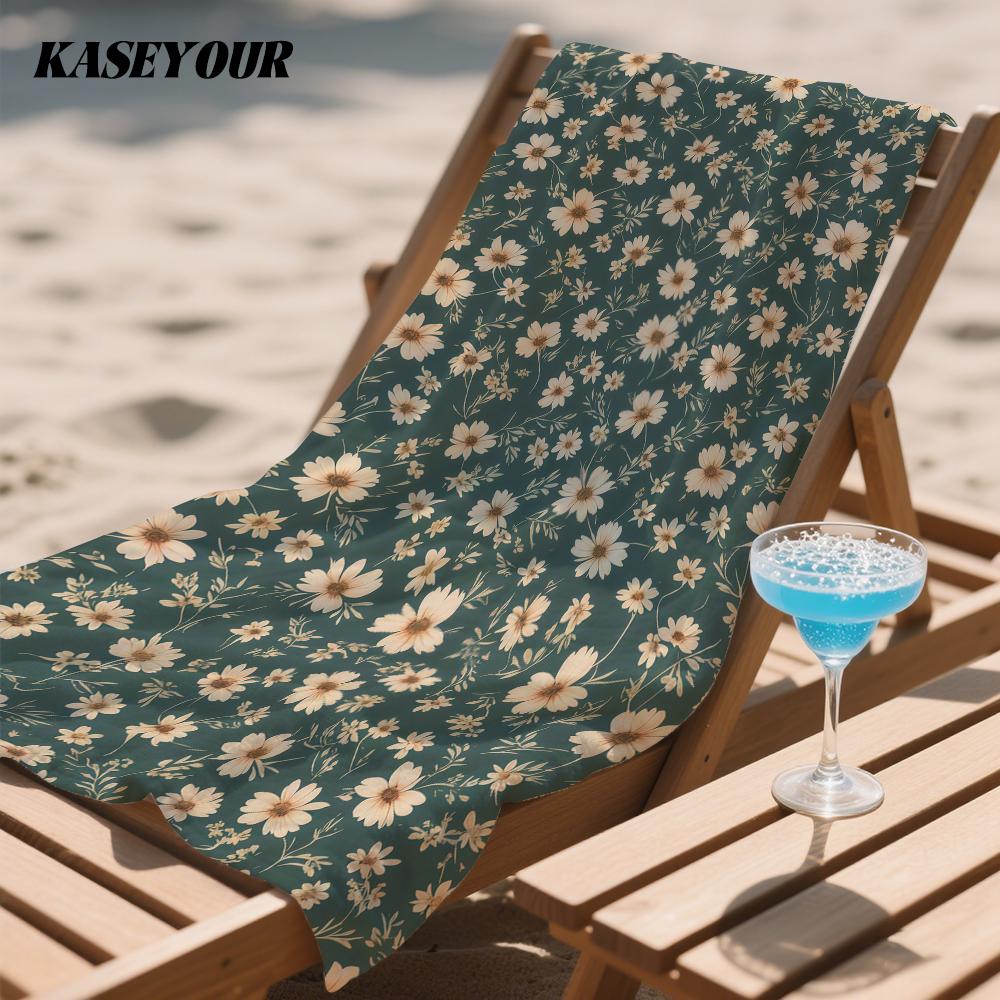 Small green flower pattern Oversized Microfiber Beach Towel Sand Proof Quick Dry, Absorbent for Swimming Pool Travel Camping