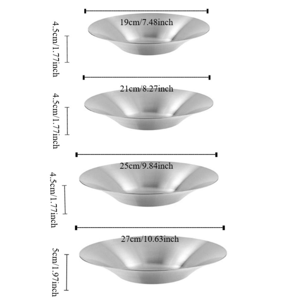 304 Stainless Steel Pasta Plate Deepened Fruit Dish Korean Salad Bowl Kitchen Tableware