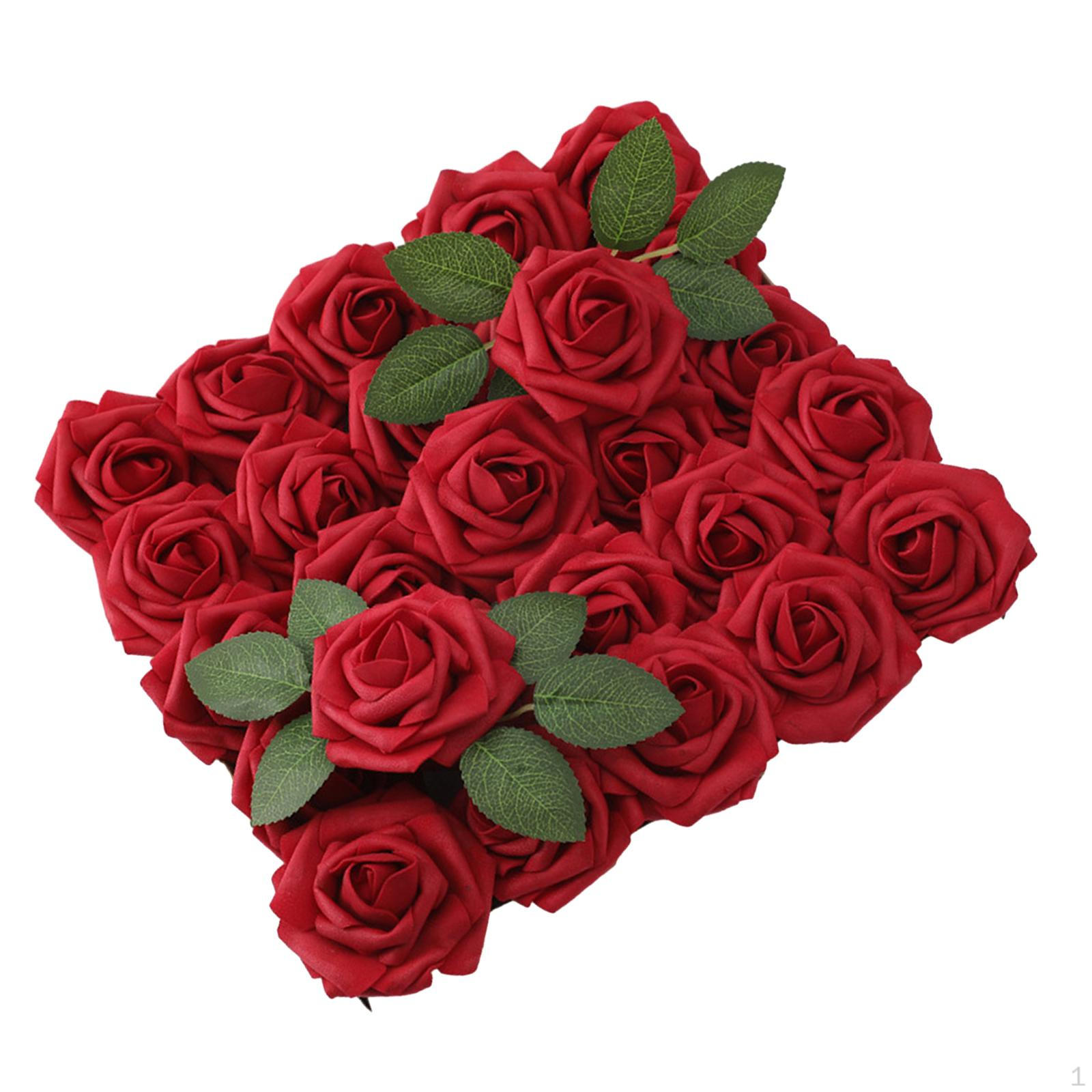 

Коробка с искусственными цветами, искусственная роза с листьями, для годовщины красный