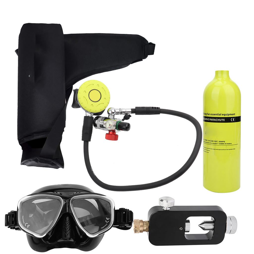 1L Underwater Respirator Scuba Diving Cylinder Snorkeling Oxygen Tank with Inflator Dive Equipment Kit