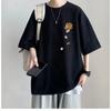 M-5XL Summer Men Oversized Korean Loose Vintage Print Short Sleeve Versatile T-shirt