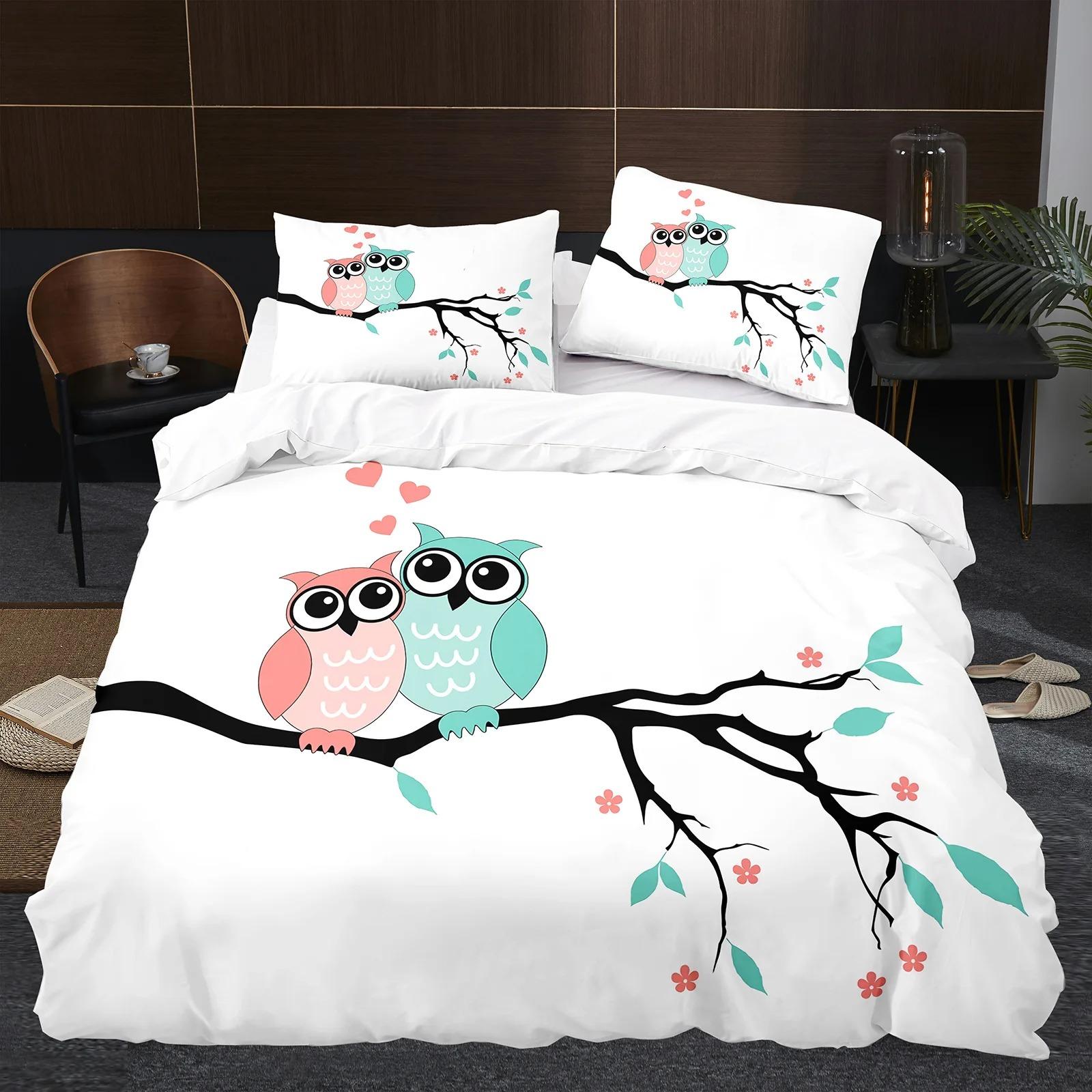 

Комплект постельного белья Animal Owl Bird Black Nighthawk Boys Girls Twin Queen Size Duvet Cover Pillow Case Bed Kids Adult Home Textileextile 70x133cm 2pcs