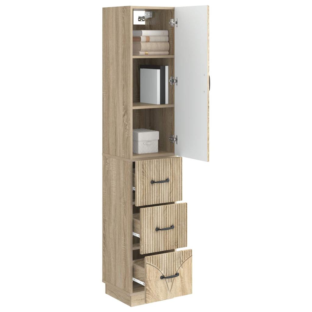 2 Piece Cabinet Set in Sonoma Oak Finish 33 x 34.5 x 87 cm Particleboard