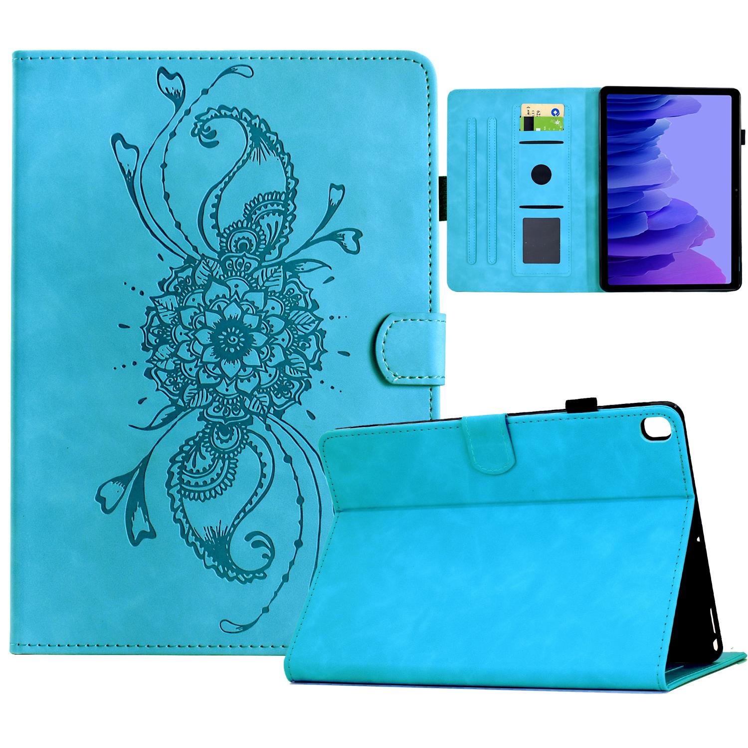 

For Samsung Galaxy Tab A7 10.4 (2020) T500/T505 Case Mandala Imprinted Leather Tablet Cover with Card Slots Sky Blue
