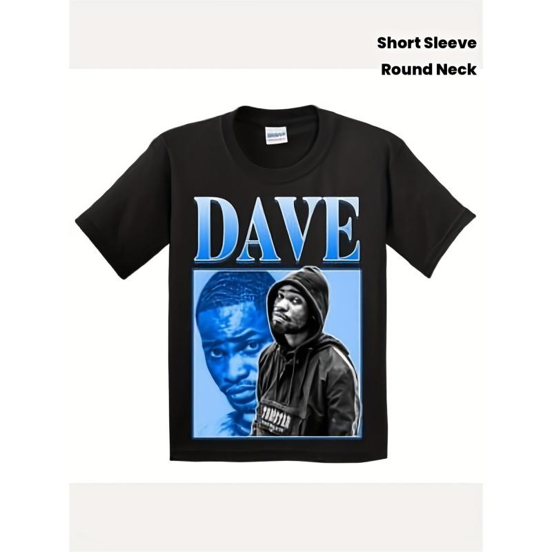 T-Shirt Logo Uomo Manica Corta Santan Dave Rapper T-Shirt per Uomo Logo Ufficiale Dave Stampa Artwork Album 100% Traspirante Maglietta Nera Outfit Casual Hip-Hop Musica