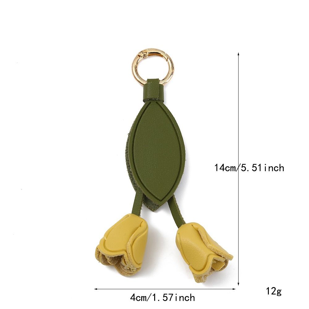 Handmade Flower Pu Keychain Hanger Bag Charm Multi-color Tulip Leather Pendant  Men