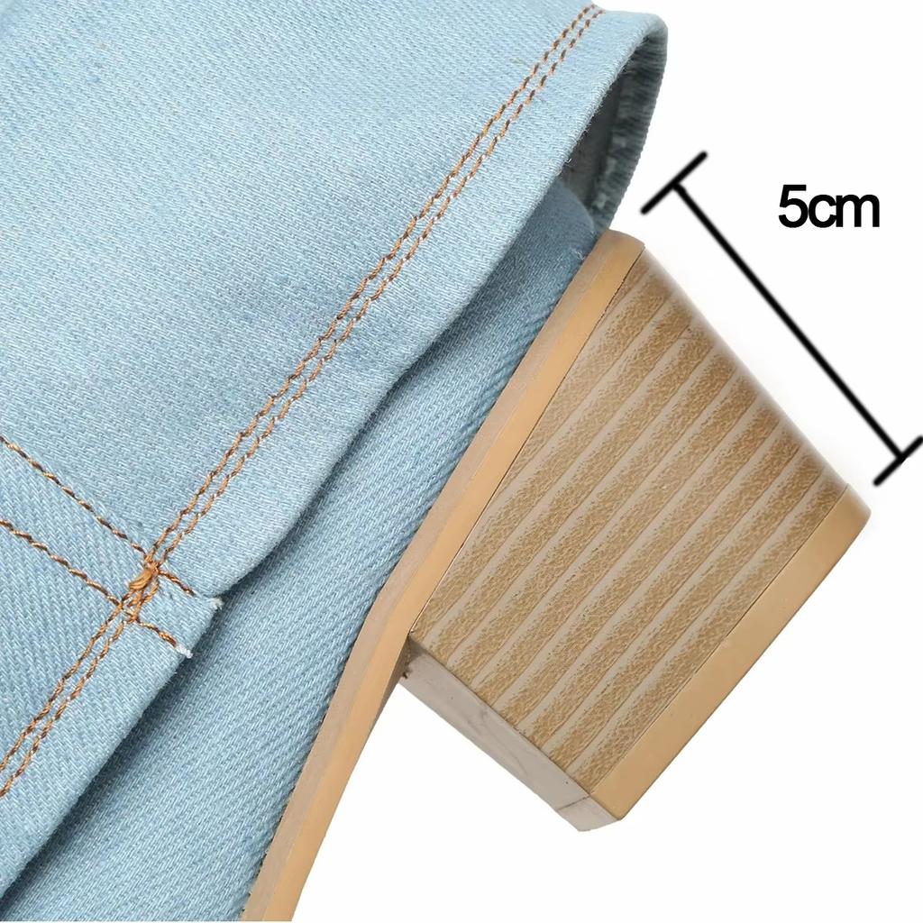 Fashion Pleated Block Heels Denim Boots for Women 2025 Autumn Pointed Toe Women High Knee Boots Plus Size Fashion Cowboy Woman Boots