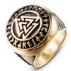 Fashion Punk Mens Gold and Silver Color Viking Stainless Steel Biker Rings Vikings Triangle Odin Nordic Jewelry Size 7-14