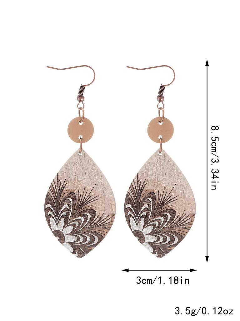 Western-Ohrringe aus Holz mit Stierkopf und Blumenmuster für Damen