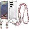 Etui do Samsung Galaxy S25 Ultra, Przezroczyste Sztywne Odporne na Wstrząsy z Różowym Sznurkiem