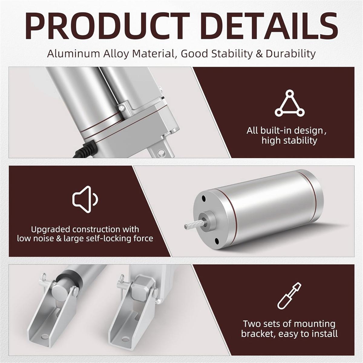 

Linear Actuator 12V 330lb/1500N Heavy Duty 6inch Linear Motion Actuator High Speed 10mm/S Fast Electric Actuator IP54 China Mainland