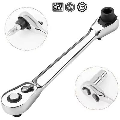 Mini Ratchet Wrench Double Ended Quick Socket Ratchet Wrench 1/4 Inch 72-tooth Screwdriver Hex Torque Wrenches Hand Repair Tools