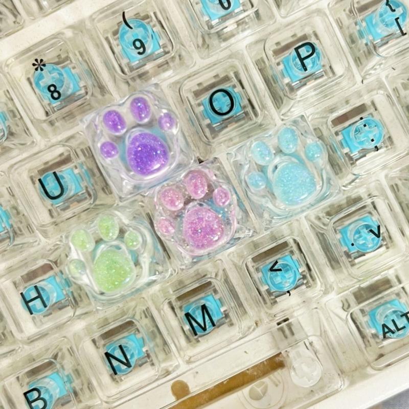 Color Resin Kitten Claw Keycap for Mechanical Keyboards Perfectly Gift for Gamers and Keyboard Customizers