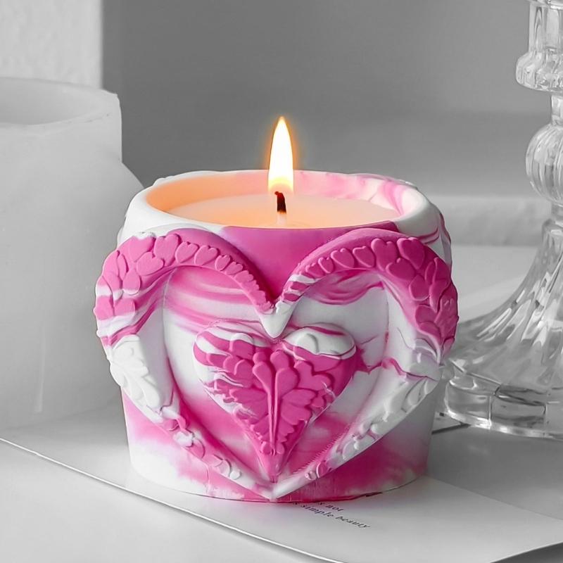 Candle Cup Mold Heart Shape Succulent Planter Moulds for Crafting Unique Candle Cup Suitable for Handmade Candle Cup