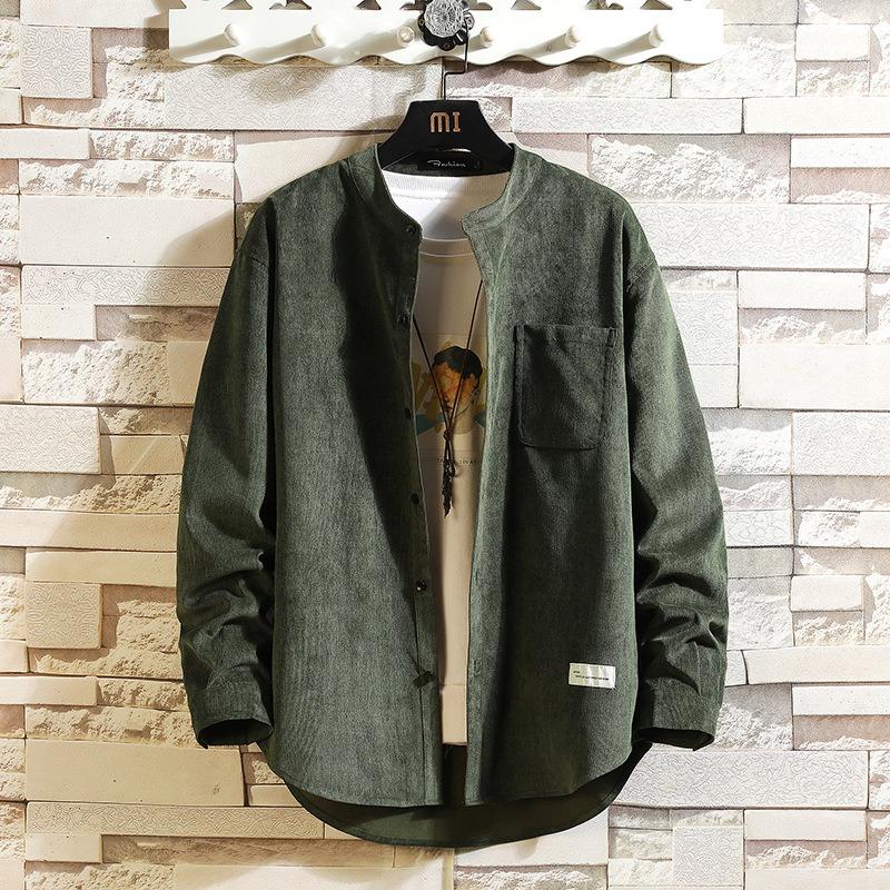 Men S Spring Autumn Long Sleeve Corduroy Shirt Casual Vintage Style